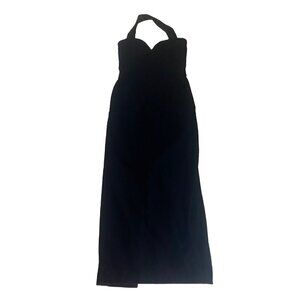 Hollywood Nites Women's Black Velvet Halter Cocktail Dress - Large